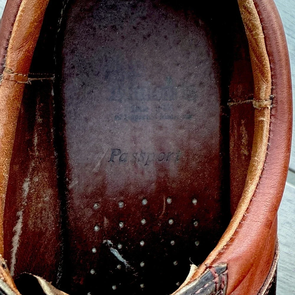 ALLEN EDMONDS 2 Two Tone Oxfords 'Passport' Black/Brown Mens Sz‎ 8.5 D USA $350